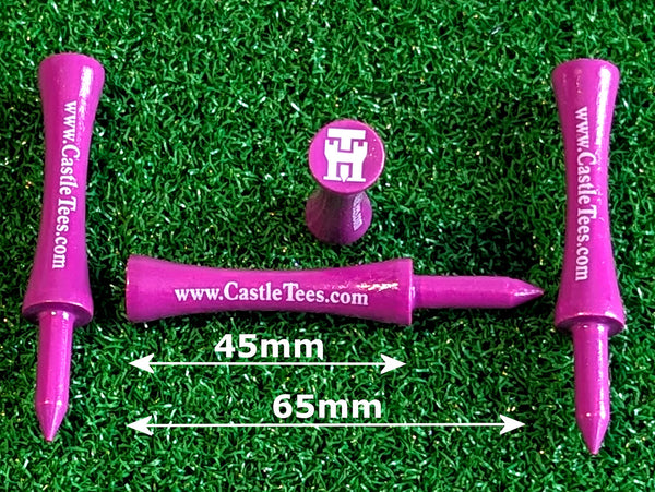 Purple Castle Tees – 50 x 65mm Purple Premium Bamboo Golf Tees in a Biodegradable Kraft Box